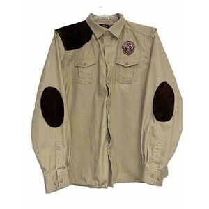 Akoo Short Sleeve Button Up Shirt Mens 2XL Patches Graphics On Back Hip Hop‎
